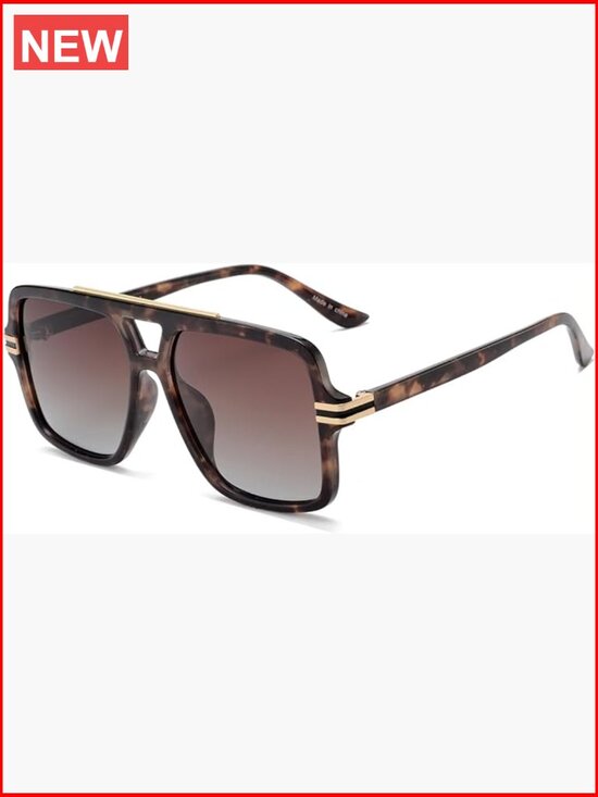 Retro Oversized Polarized Square Sunglasses with UV Protection